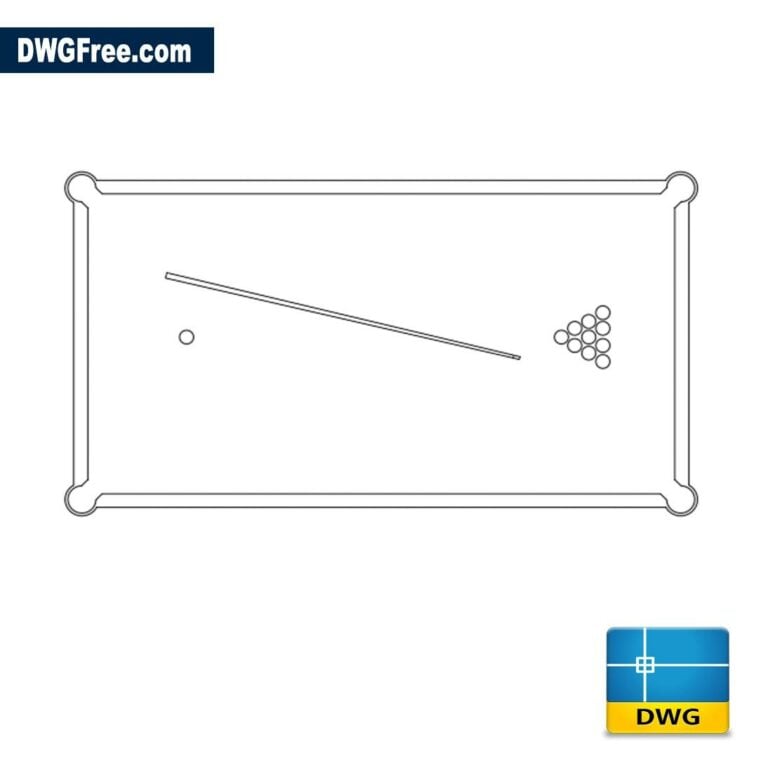 Billiards table top view dwg autocad