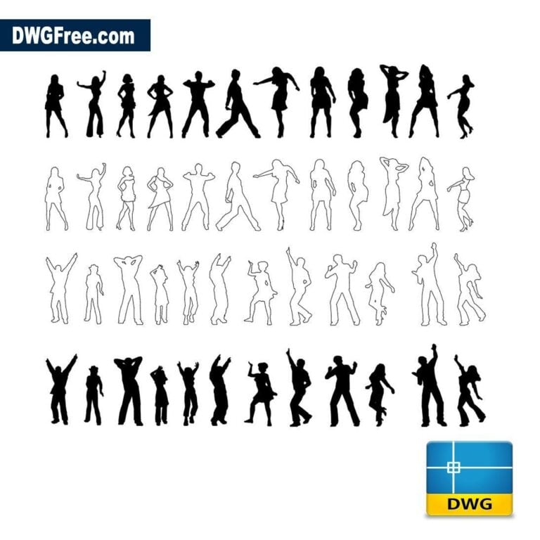 Dancing people dwg cad blocks