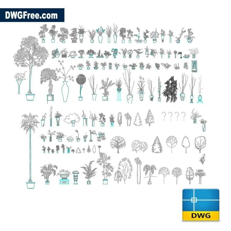 Houseplants Integrated dwg autocad