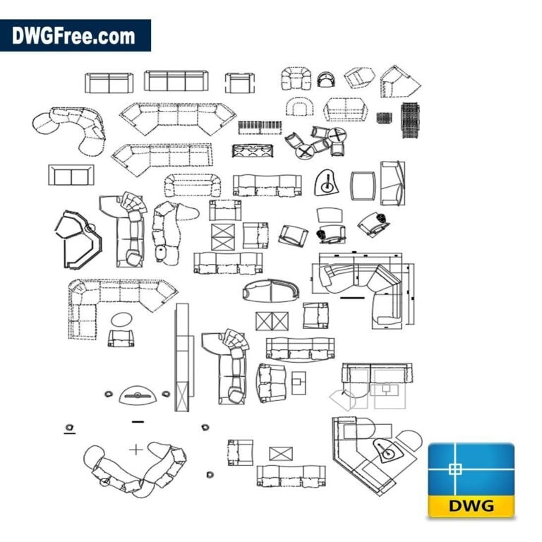 Living room furniture dwg autocad