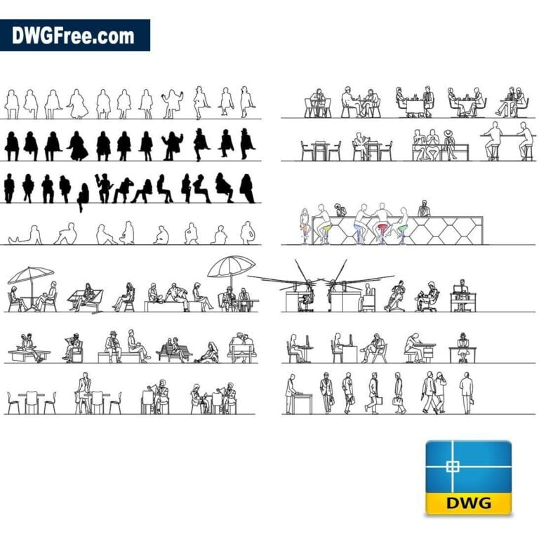 People sitting dwg CAD blocks