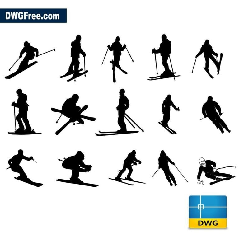 Skiers dwg CAD Drawing Blocks
