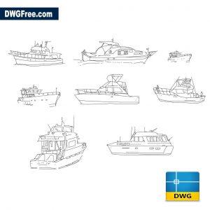 boats & ships dwg - autocad blocks free download dwg 2d