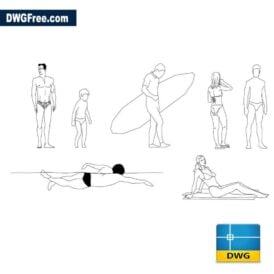 Beach humans dwg cad