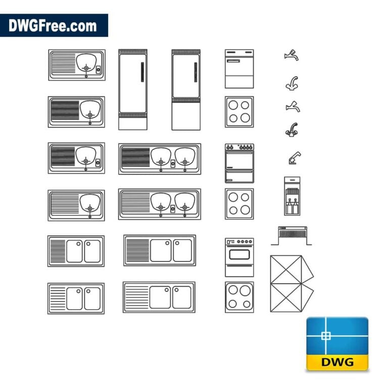 Kitchen sink CAD blocks FREE DWG format