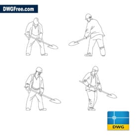 Builder with a shovel dwg cad