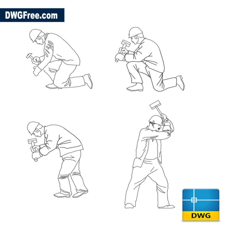 Builder with hammer dwg cad