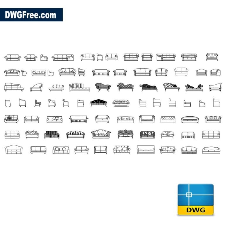 Armchairs and recamiers dwg cad