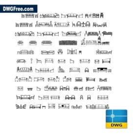 Sofás clássicos dwg dimensionados