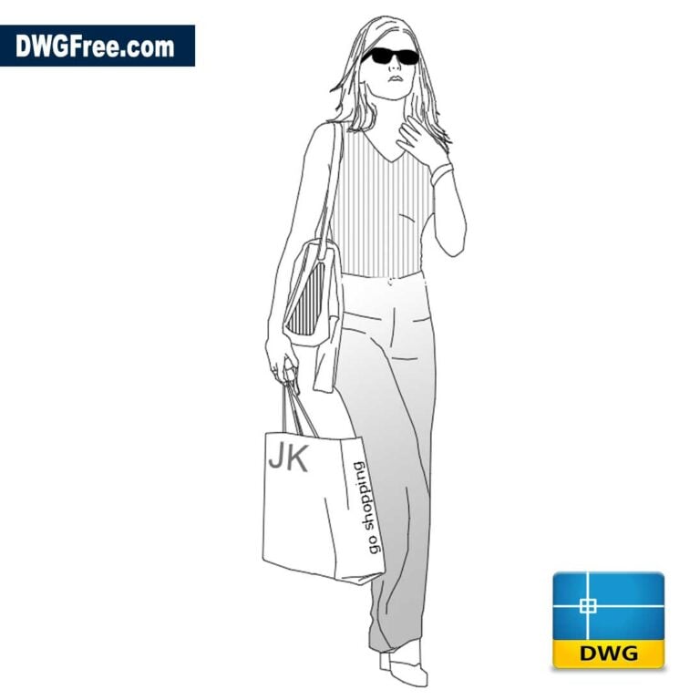 Girl with shopping bag dwg