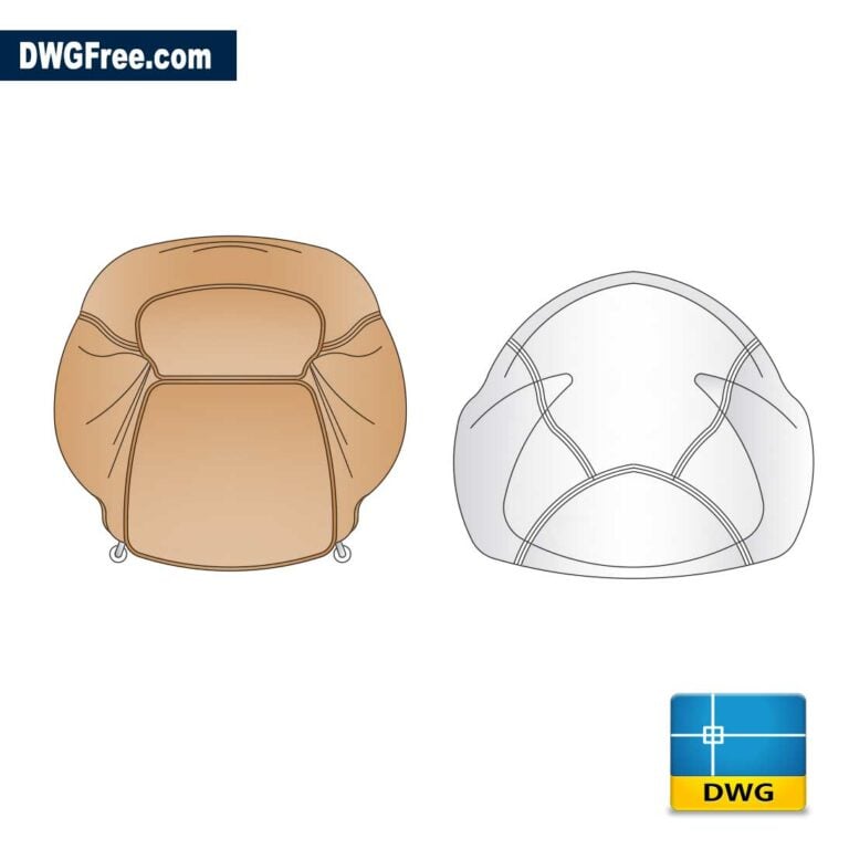 Leather sofa and Puff dwg scaled
