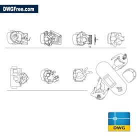 People sitting at the office in top view dwg scaled