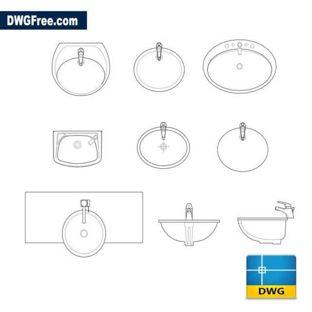FREE Bathroom faucet AutoCAD 2D in DWG file download