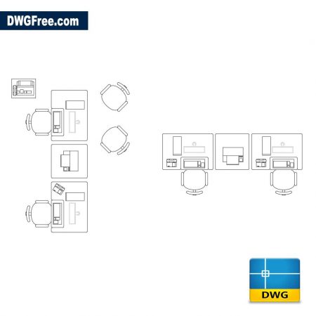 Tables with computers DWG AutoCad