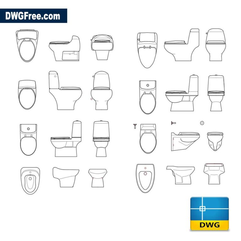 Toilet Bowls DWG AutoCad   Toilet Bowls Dwg Cad Autocad 768x768 