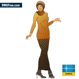 Woman standing in long dress dwg scaled