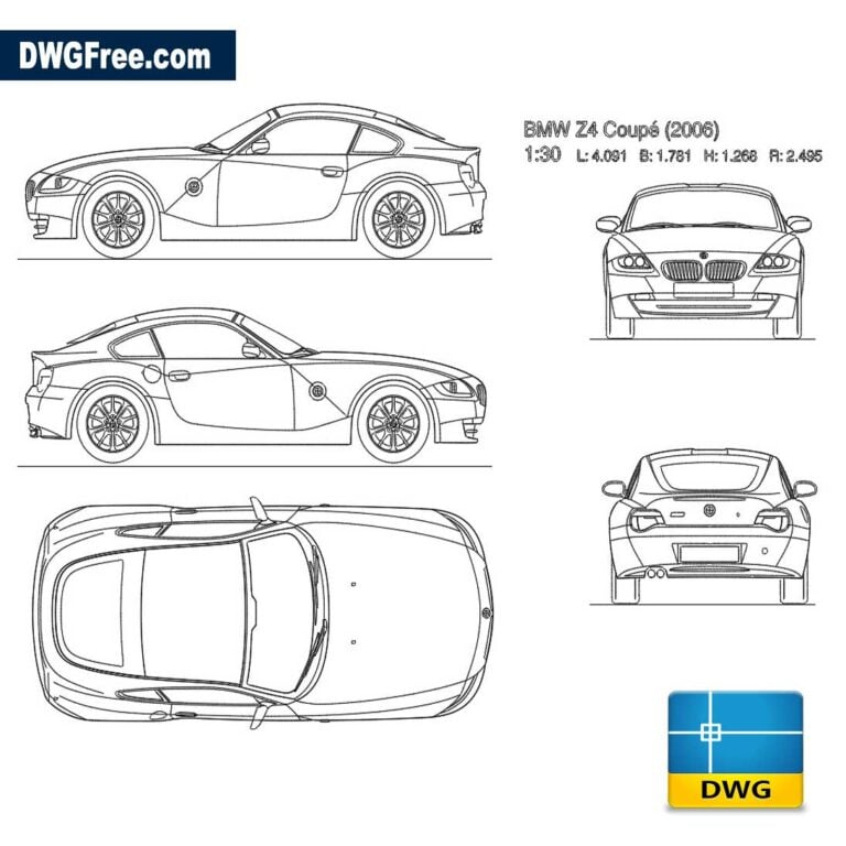 BMW Z coupe  dwg cad scaled