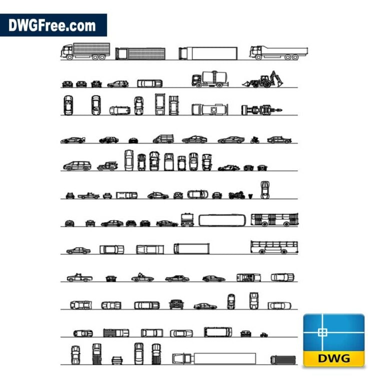Cars Trucks in plan and Elevation