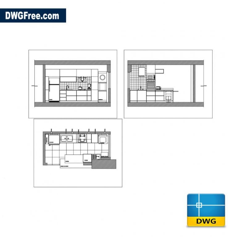 Free Small kitchen dwg for Autocad