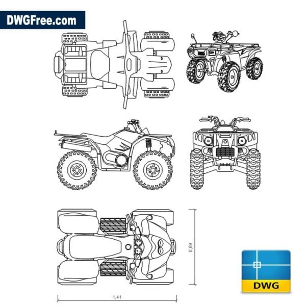 Quad DWG Drawing. Download free in Autocad 2D format.