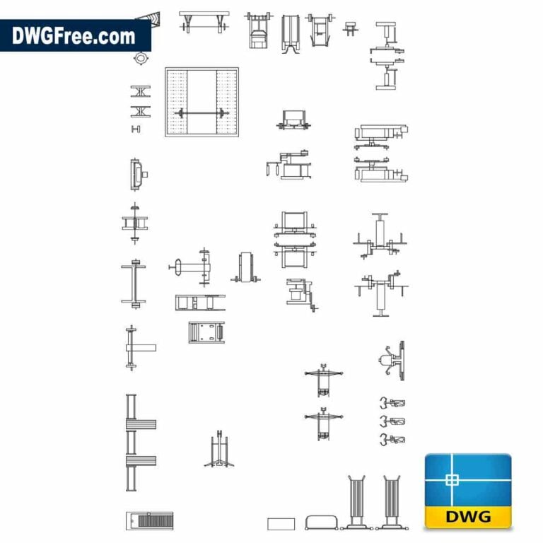 Gym equipment blocks in Autocad