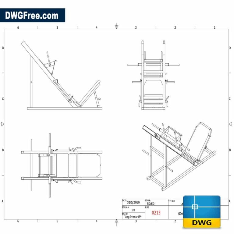 Gym for legs drawing in Autocad scaled