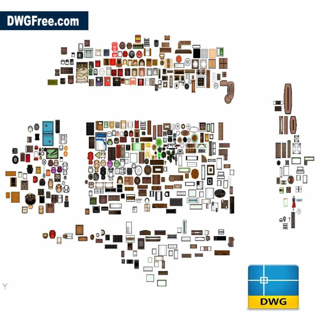 Set Furniture blocks Drawing. Download in Autocad. DwgFree