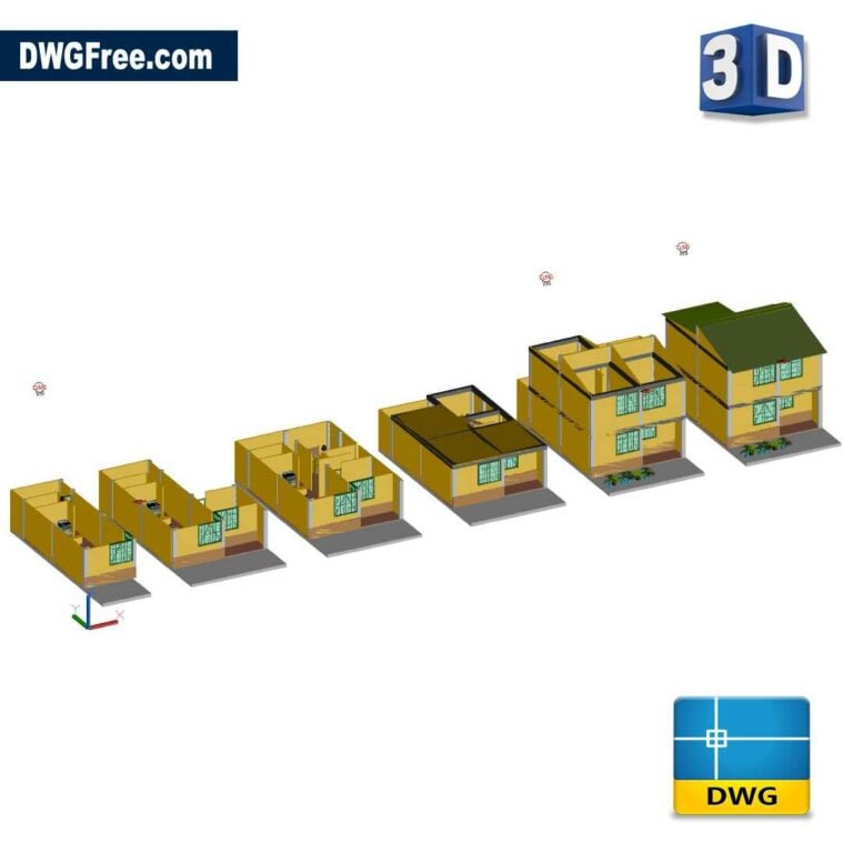 D Social housing dwg drawing blocks scaled