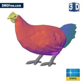 d chicken dwg drawing in Autocad blocks scaled