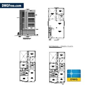 Architectural plans of a two family house dwg cad scaled