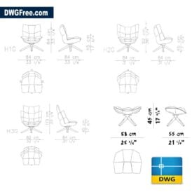 Armchairs Husk dwg drawing D scaled