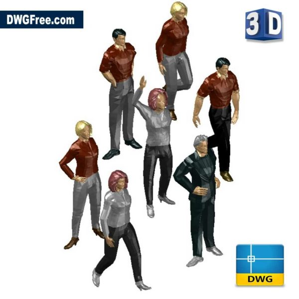 Free 3D People Library Model Drawing in AutoCAD Blocks Download.