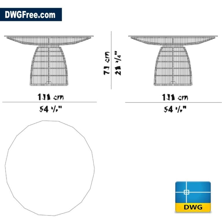 Crinoline table dwg D drawing scaled