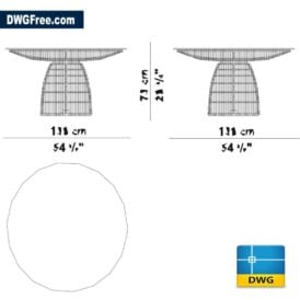 Crinoline table dwg D drawing scaled
