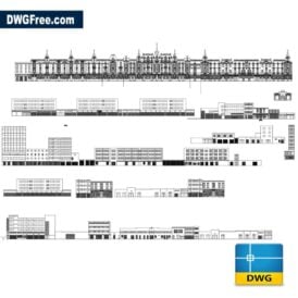 Facades of the civic center of lima dwg drawing cad scaled