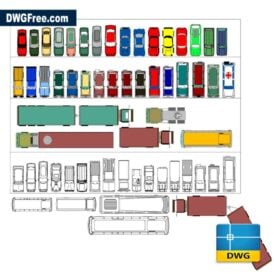Several cars dwg drawing in Autocad scaled