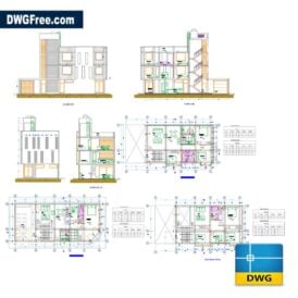 Three level family house dwg drawing scaled