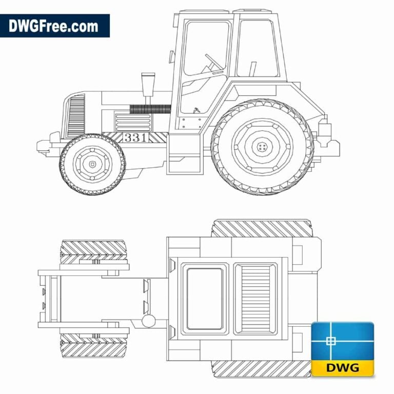 Tractor 2D DWG in AutoCAD Drawing