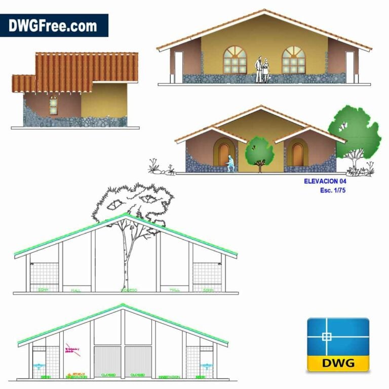 Two bedrooms elevation dwg drawing CAD D scaled