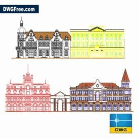 architectural building elevation dwg drawing CAD scaled