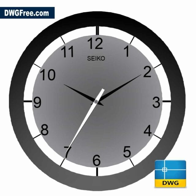 Classic Wall Clock DWG Drawing. Download free in Autocad.