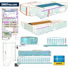 Factory Building with Elevation Details dwg in Autocad