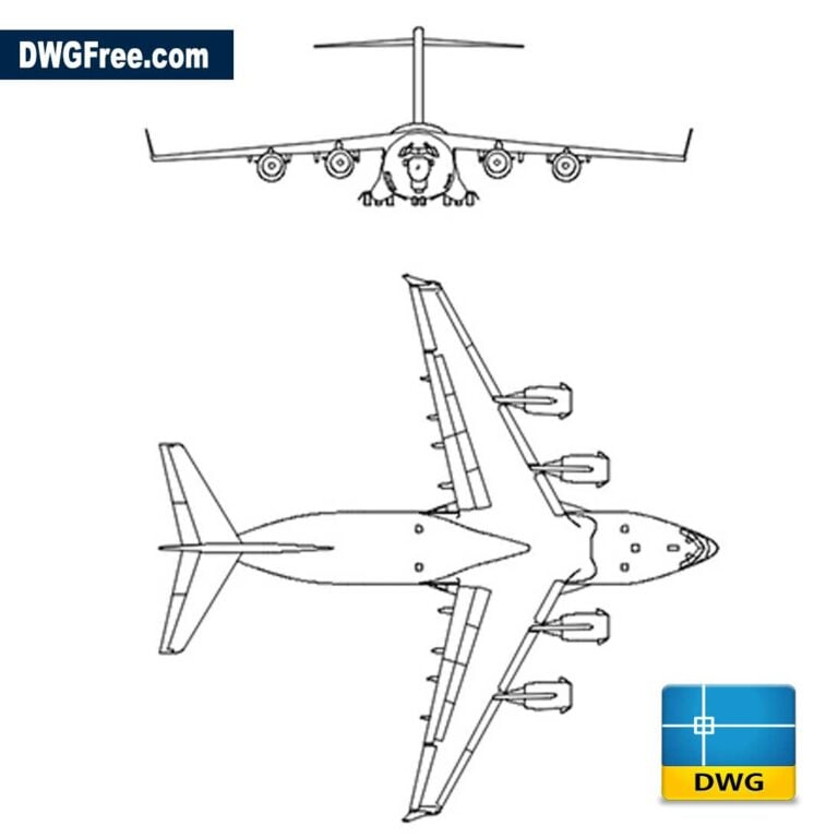 Boeing C Cargo Airplane dwg drawing D scaled
