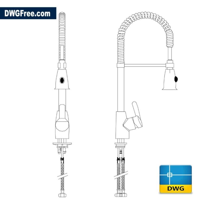 Contemporary Kitchen Faucet dwg CAD drawing scaled