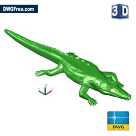 Crocodile D dwg drawing autocad scaled