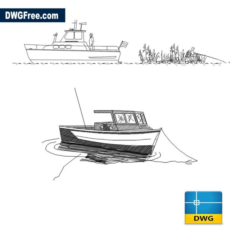 Fishing boat dwg drawing CAD scaled