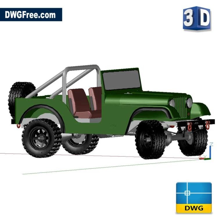 Jeep D dwg blocks drawing scaled