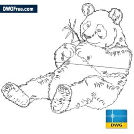 Panda Autocad dwg drawing scaled