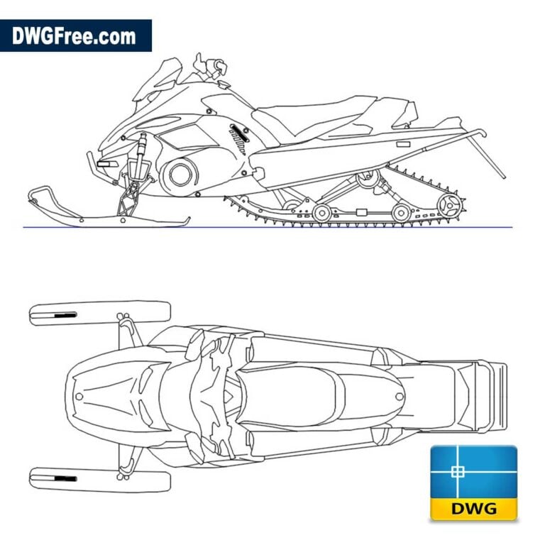 Snowmobile Dwg drawing cad scaled