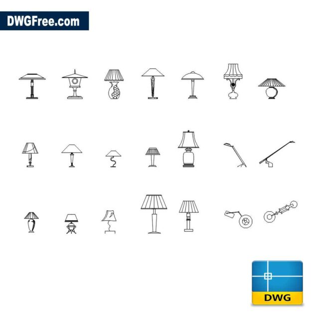 Table Lamps Blocks DWG [ Drawing 2024 ] in AutoCAD FREE Blocks 2D.
